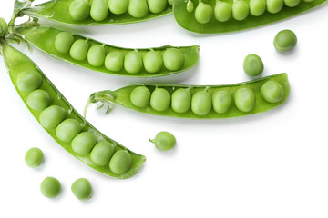 Fresh green peas close up