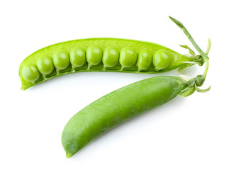 Fresh green peas isolated on white