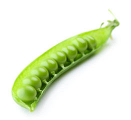 Fresh green peas isolated on white