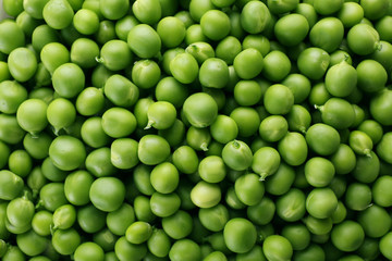 Heap of fresh green peas close up