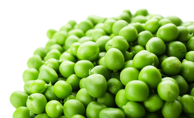 Heap of fresh green peas close up