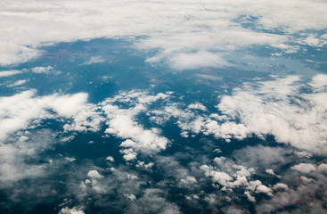 flying above the clouds. view from the airplane