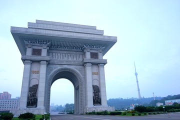 Obraz premium City in Pyongyang, North Korea (DPRK) / 北朝鮮・平壌市街の様子