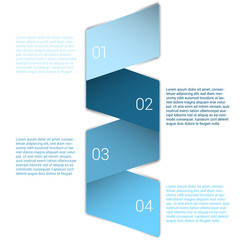W shaped folded ribbon numbered secuence chart infographic