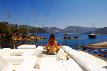 Woman in a sailboat