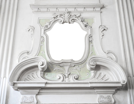 the ornament of a fireplace hood in a neo classical villa suitab
