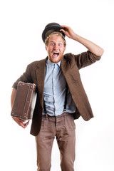 Beraded man during travel