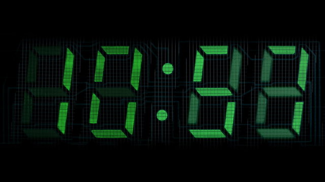 A 15 seconds countdown clock with green digital display