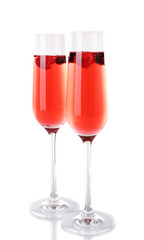 Glasses of champagne isolated on white