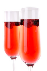Glasses of champagne isolated on white
