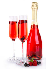 Glasses of champagne isolated on white