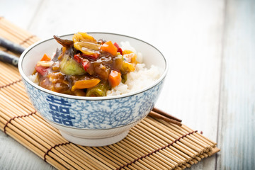 Rice with sweet and sour vegetables - Reis mit süß-sauren Gem