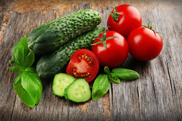 Fresh vegetables on wooden background