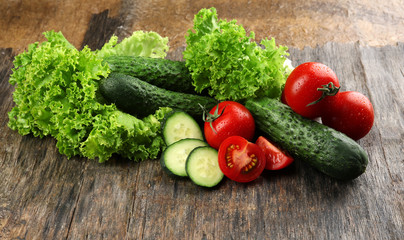 Fresh vegetables on wooden background