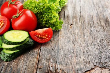 Fresh vegetables on wooden background