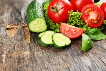 Fresh vegetables on wooden background