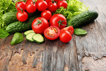Fresh vegetables on wooden background