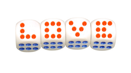  love concept. Sign as dice on a white background