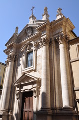 Facade of church in Siena Italy