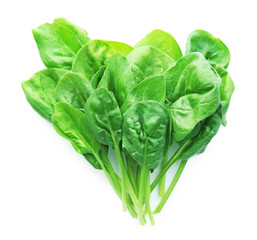 Fresh spinach leaves isolated on white