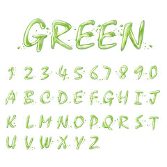 liquid green alphabets and numbers collection