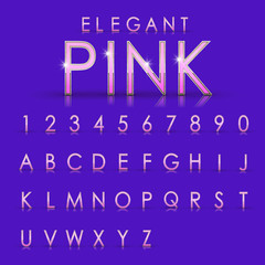 elegant pink alphabets and numbers collection