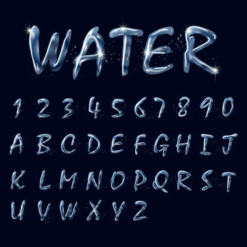 pure water alphabets and numbers collection
