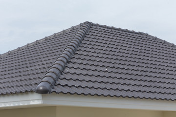 black tile roof on a new house