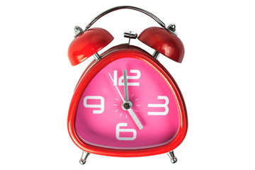 Red clock set on 17.00 , isolate on white background