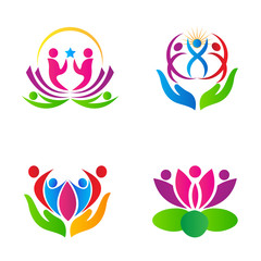 Decorative people lotus design isolated in white background.