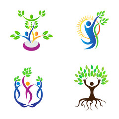 Creative people tree design isolated in white background.