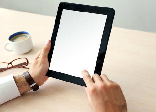 Man working with tablet in office