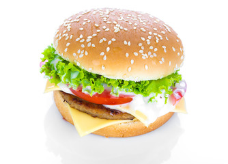 Hamburger on white background