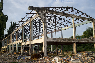 Abandoned building , wrack structure