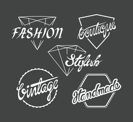 Set of hand written fashion industry labels