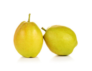 Pear fruit on white background
