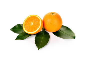 fresh orange on white background