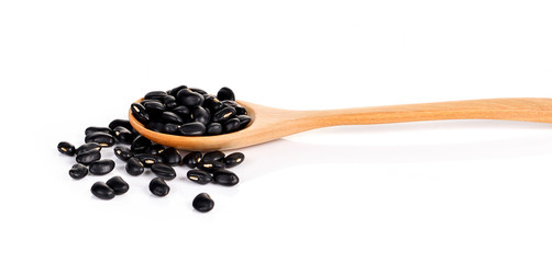 Dry black bean on white background