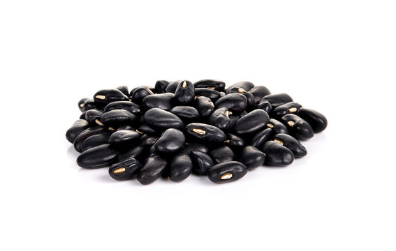 Dry black bean on white background