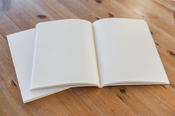 Blank catalog, magazines,book mock up on wood background