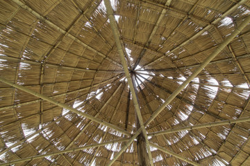 A hut made with bamboo.