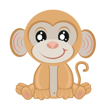 Little monkey on a white background.children clipart