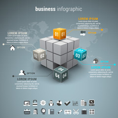 Business infographic made of cubes.