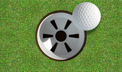 Golf Hole With Ball Approaching
