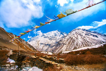 flags with prayer in Nepal