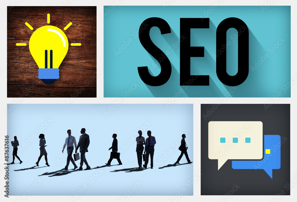 Poster seo search engine optimization searching concept