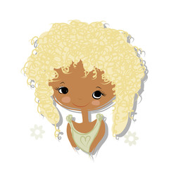 Cute girl smiling, sketch for your design