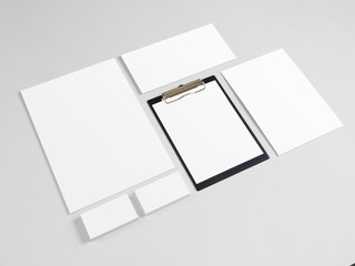 Blank stationery set with business cards and envelopes