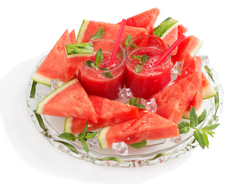 Watermelon smoothie and fruit