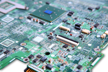 Closeup of computer micro circuit board